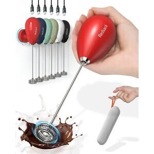 Redsack USB-C Rechargeable Milk Frother Handheld Electric Coffee Whisk Red